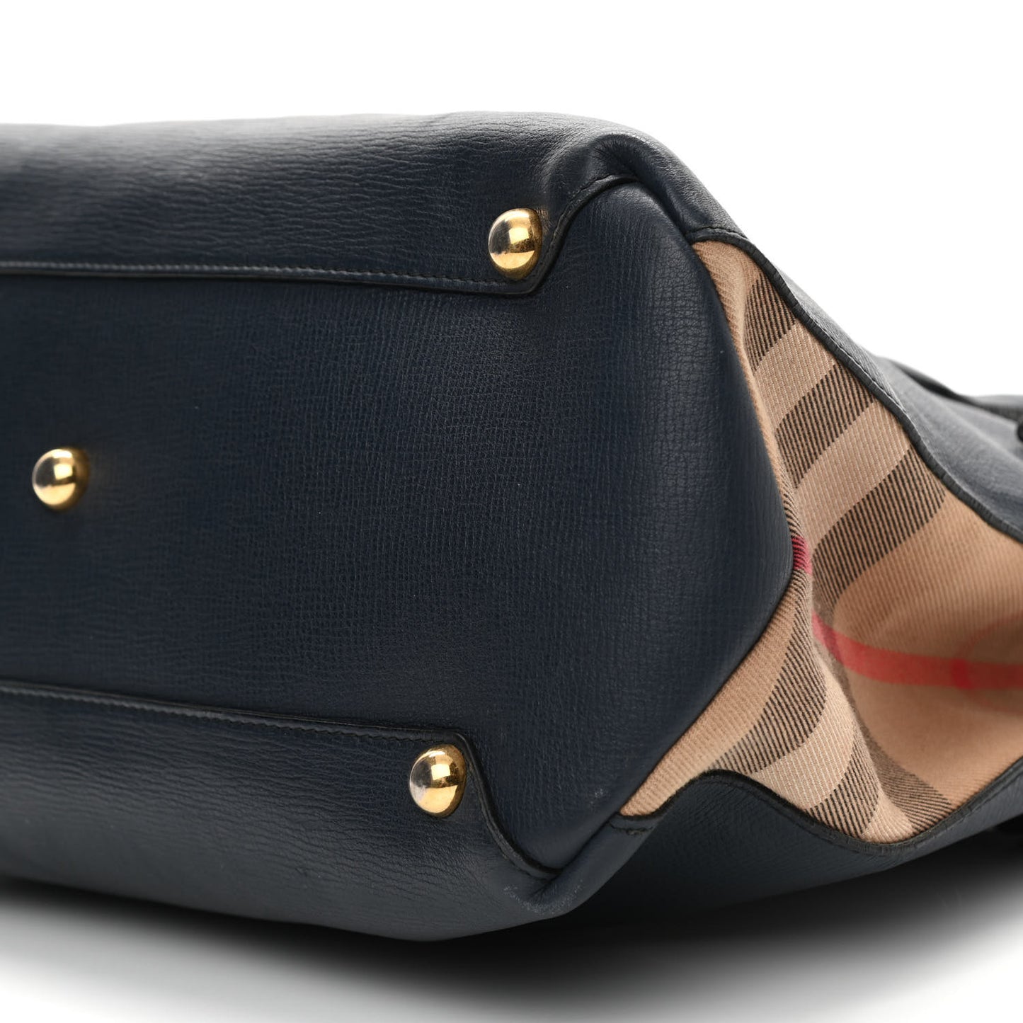 Grainy Calfskin House Check Medium Banner Tote Ink Blue