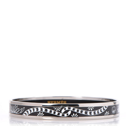 Hermes Enamel Printed Narrow Les Léopards Bracelet 65 Black 1 of 6