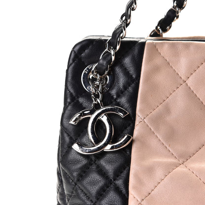 Chanel Lambskin Quilted CC Shopping Tote Black Rose Clair 4 of 10