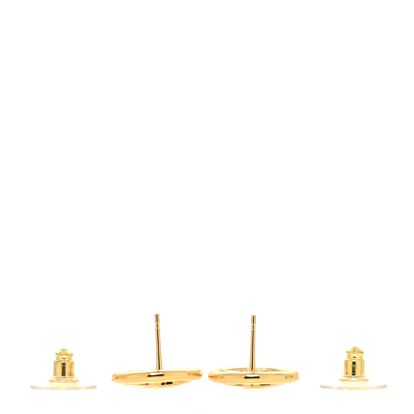 Metal CC Round Earrings Gold