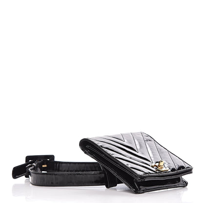 Chanel Patent Chevron Quilted Belt Bag 70 28 Black 4 of 12