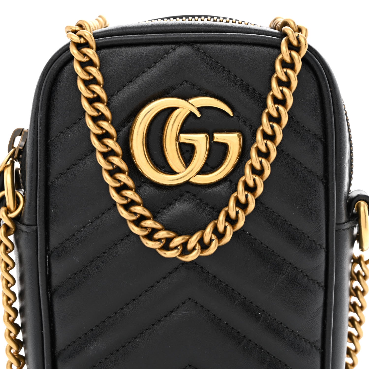 Gucci Calfskin Matelasse Mini GG Marmont Crossbody Bag Black 8 of 11