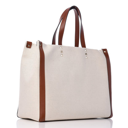 Valentino Garavani Canvas VLTN Print Small Tote Cognac 3 of 9