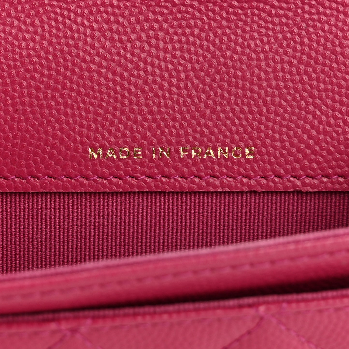 Caviar Quilted Flap Card Holder Wallet Dark Pink