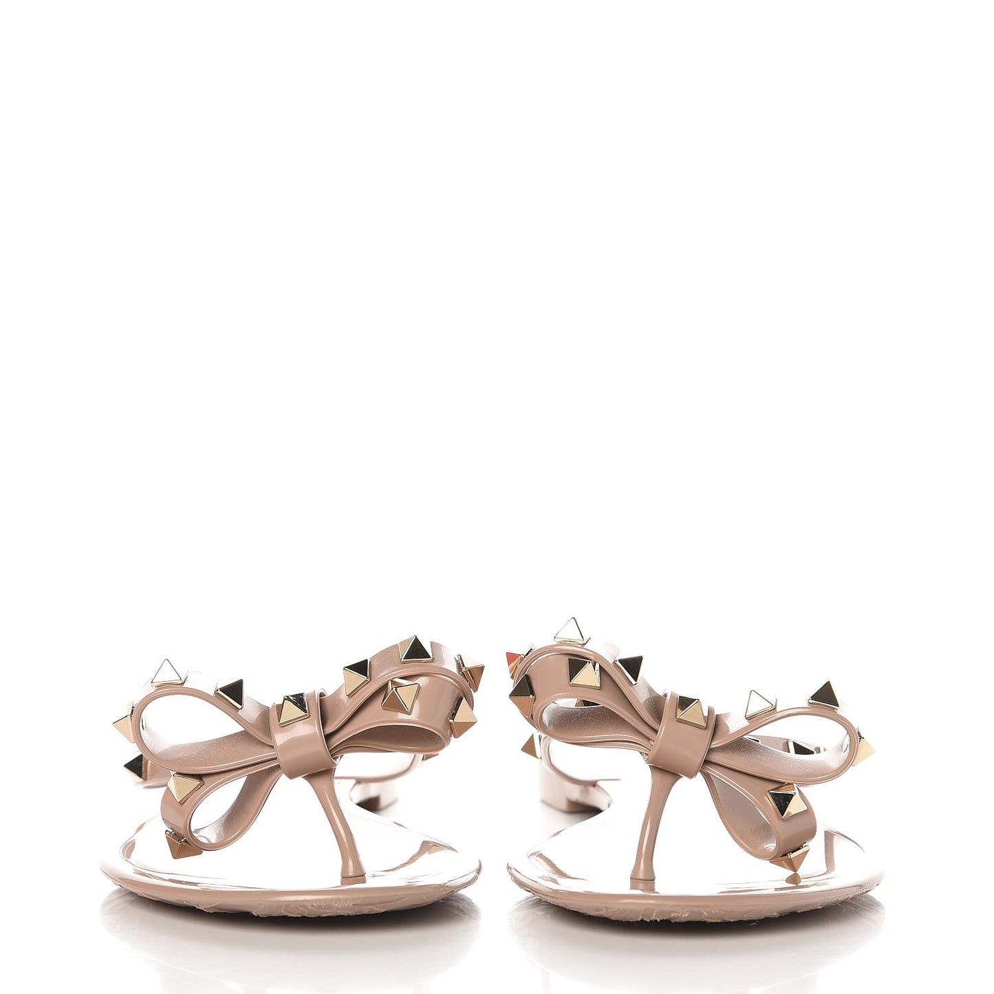 PVC Jelly Rockstud Bow Thong Sandals 39 Poudre