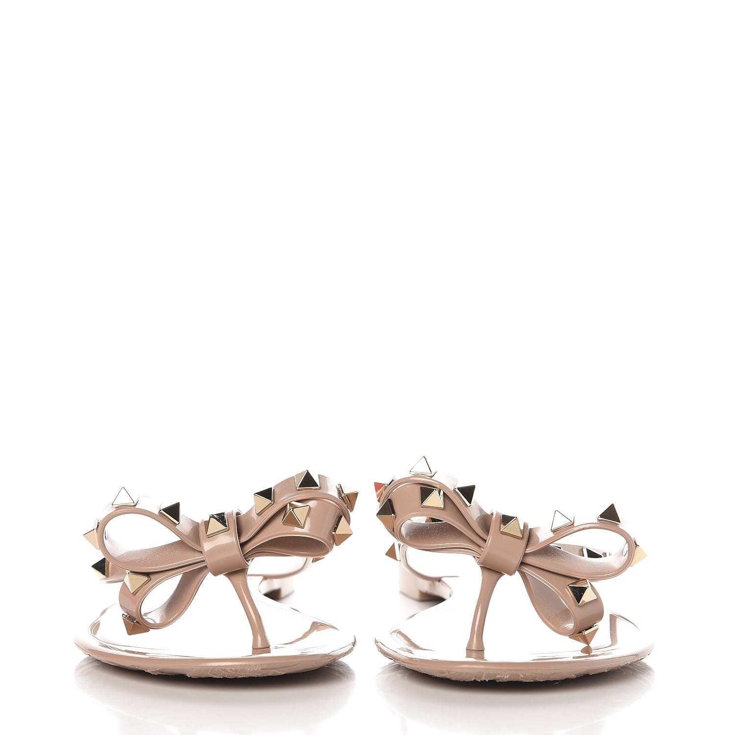 Valentino Garavani PVC Jelly Rockstud Bow Thong Sandals 39 Poudre 2 of 9