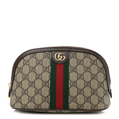 Gucci GG Supreme Monogram Textured Calfskin Web Large Ophidia Cosmetic Case Beige Ebony New Acero 1 of 8