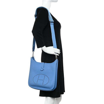 Hermes Taurillon Clemence Evelyne III PM Bleu Paradis 2 of 16