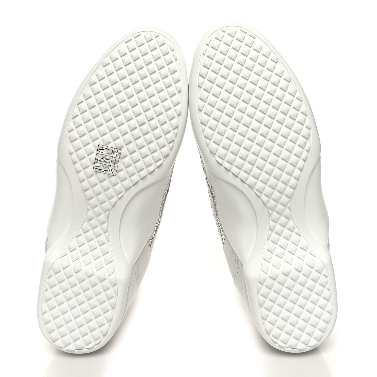 Calfskin Mesh Strass Womens CC Sneakers 39 White Silver