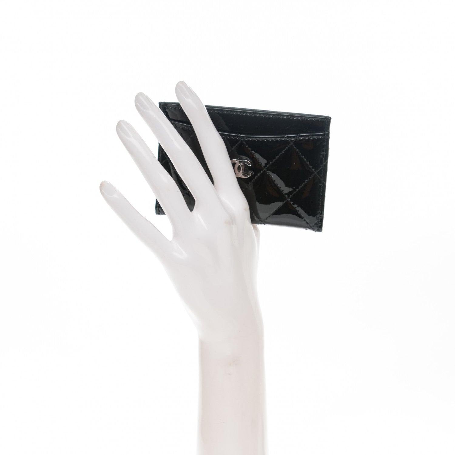 Chanel Patent Quilted Card Holder Black 2 of 8
