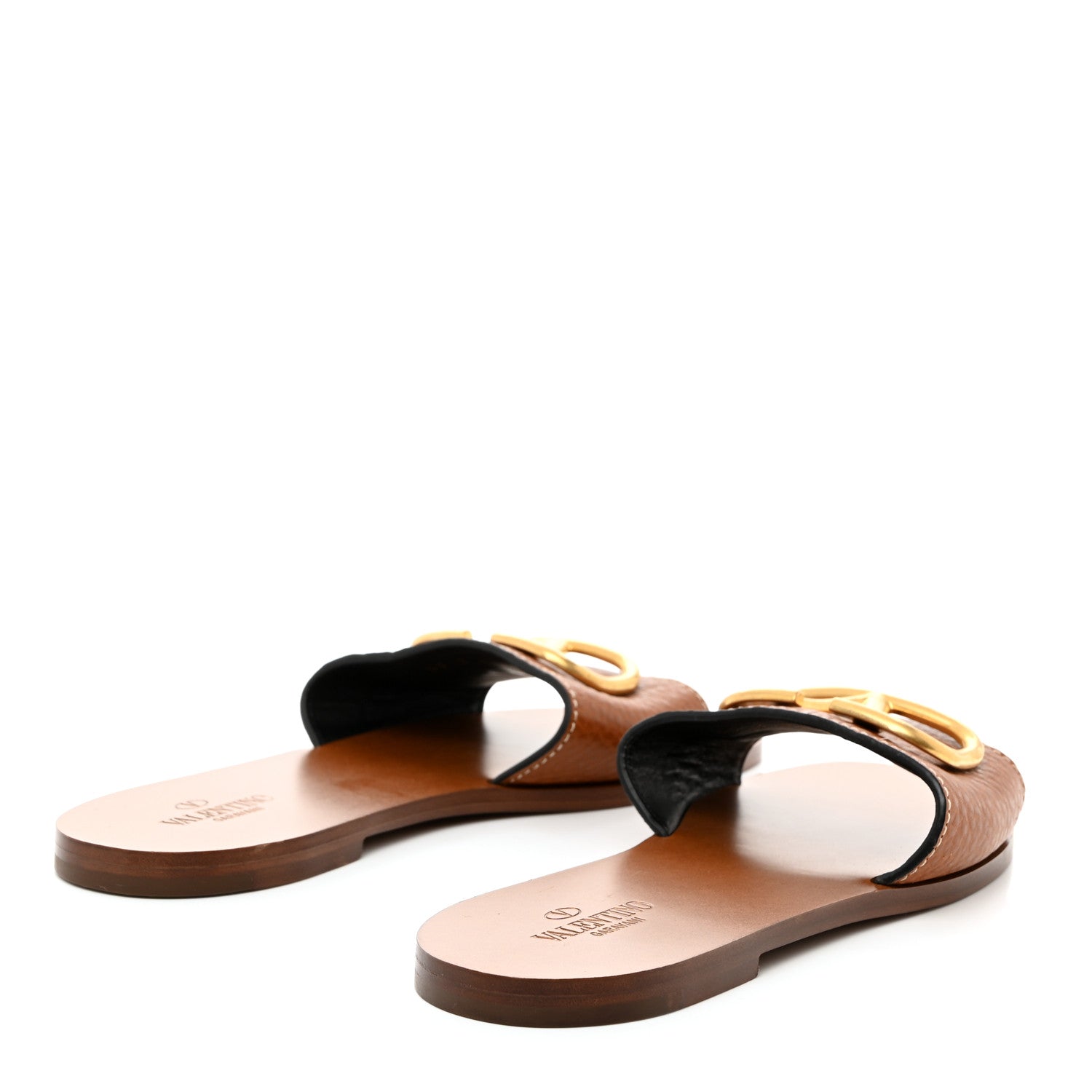 Valentino Garavani Grainy Cowhide Vlogo Flat Slide Sandals 40.5 Cuoio 4 of 8
