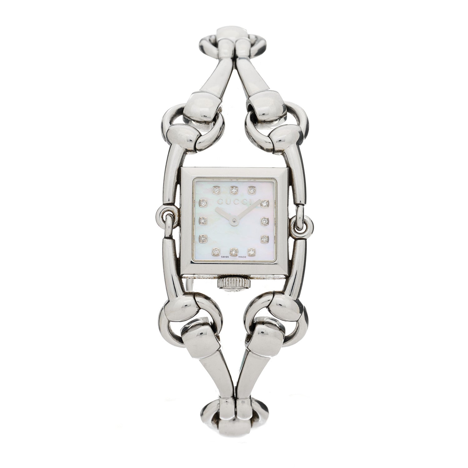 Gucci Stainless Steel Diamond Mother of Pearl 20mm Signoria Quartz Watch 1 of 5