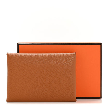 Hermes Epsom Calvi Duo Card Case Gold 9 of 9