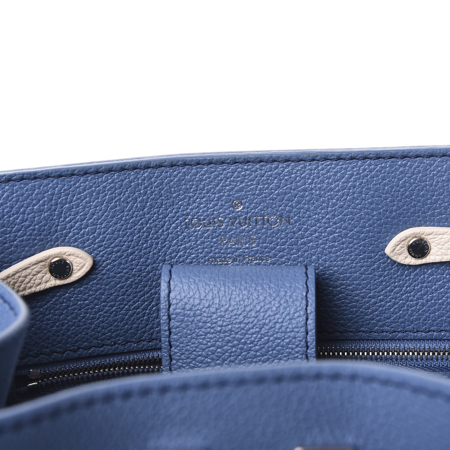 Calfskin Lockme Bucket Blue Jean