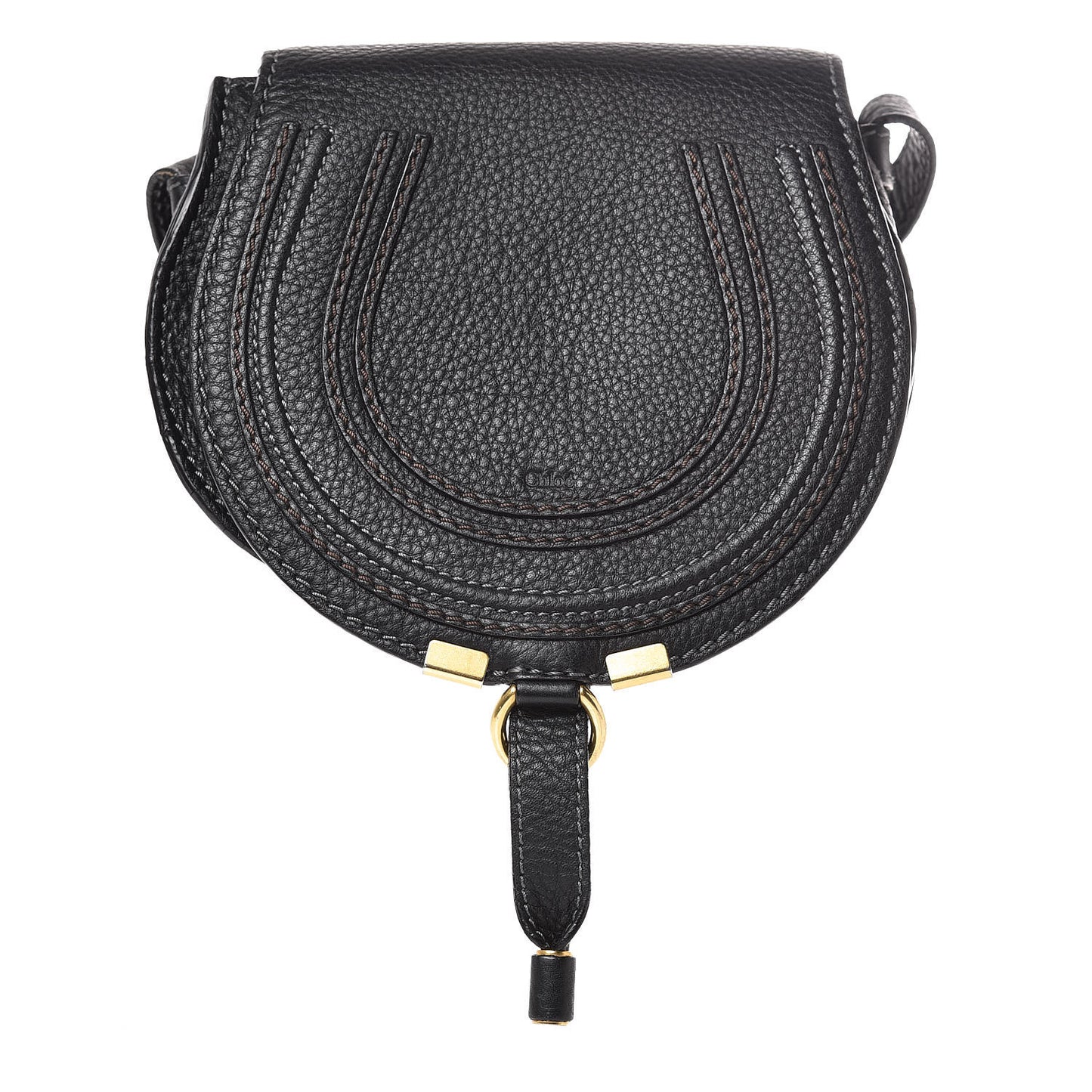 Calfskin Mini Marcie Round Crossbody Bag Black
