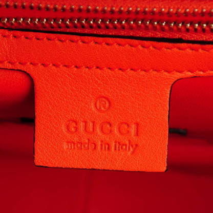 Gucci Python Medium New Bamboo Top Handle Bag Neon Orange Raspberry Aquamarine 6 of 7
