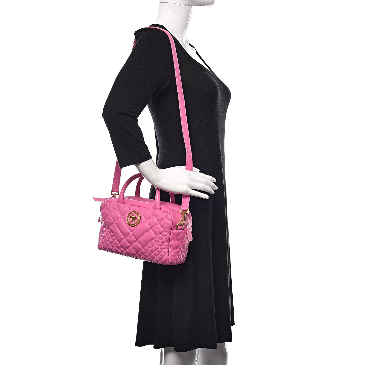 Versace Nappa Quilted Icon Bowler Pink 2 of 9