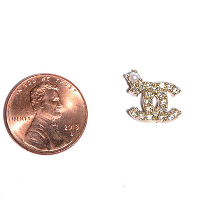 Chanel Crystal Pearl CC Earrings Gold 2 of 5