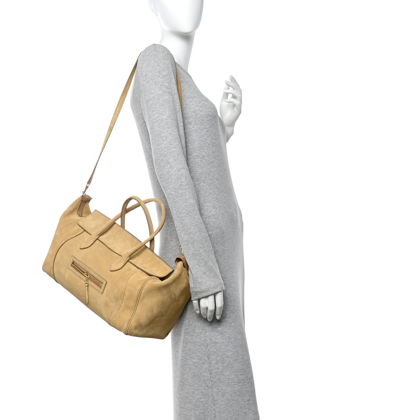 Suede Calfskin Medium New Luggage Beige