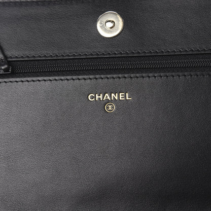 Chanel Caviar Camellia Embossed Wallet On Chain WOC Black 8 of 11