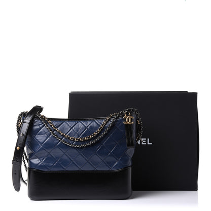 Chanel Aged Calfskin Quilted Medium Gabrielle Hobo Navy Black 11 of 11