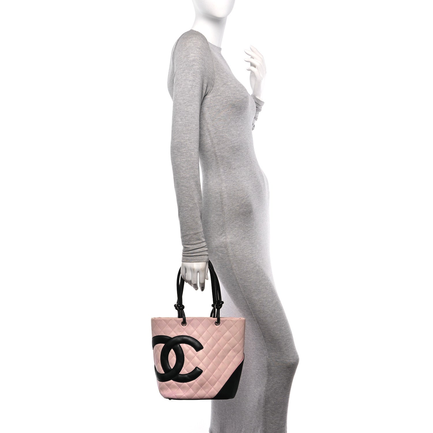 Chanel Calfskin Quilted Medium Cambon Tote Pink Black 2 of 19