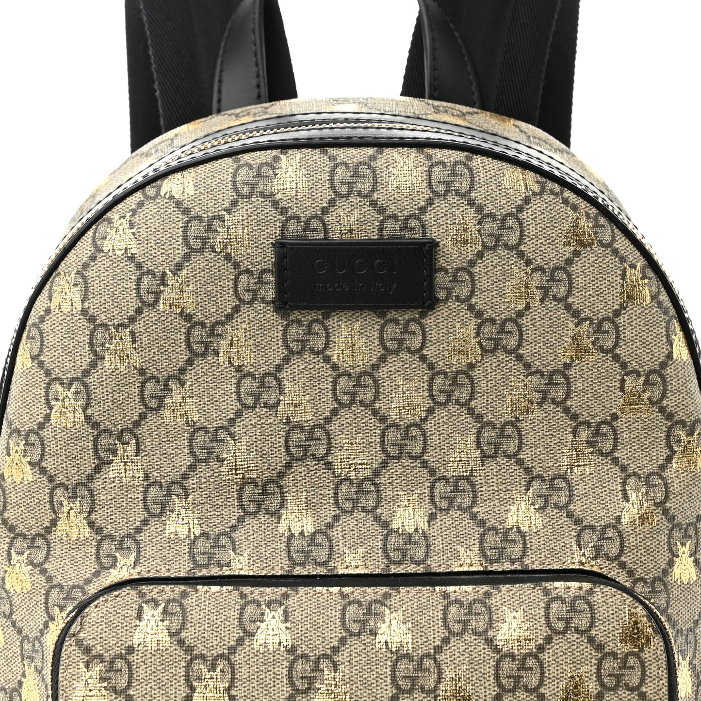 GG Supreme Monogram Bees Print Small Day Backpack Beige Oro Black