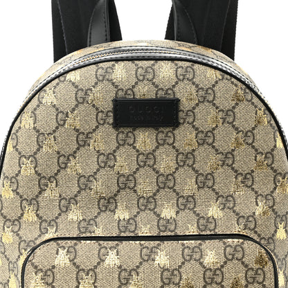 Gucci GG Supreme Monogram Bees Print Small Day Backpack Beige Oro Black 8 of 10