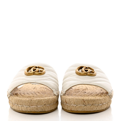 Gucci Nappa Matelasse GG Marmont Espadrille Slide Sandals 37.5 Great White 2 of 14