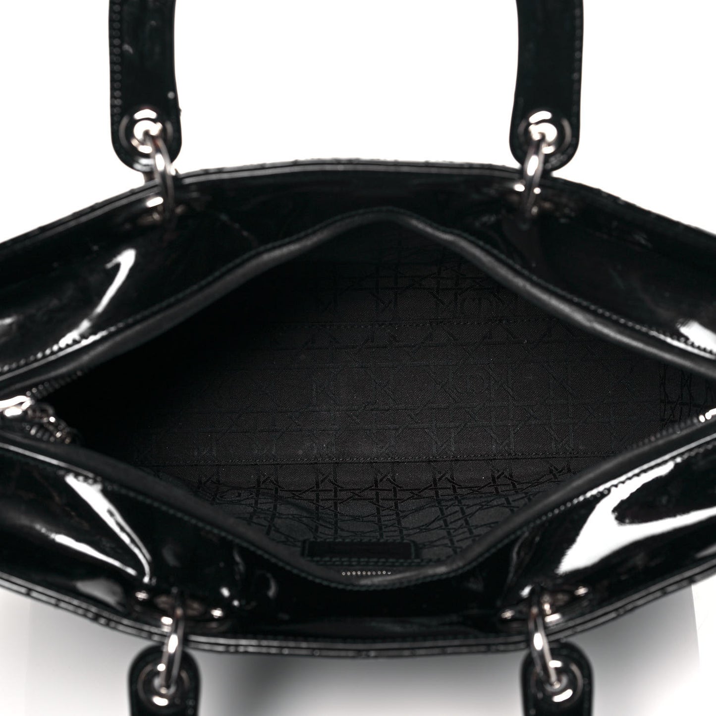 Patent Cannage Large Lady Dior Black