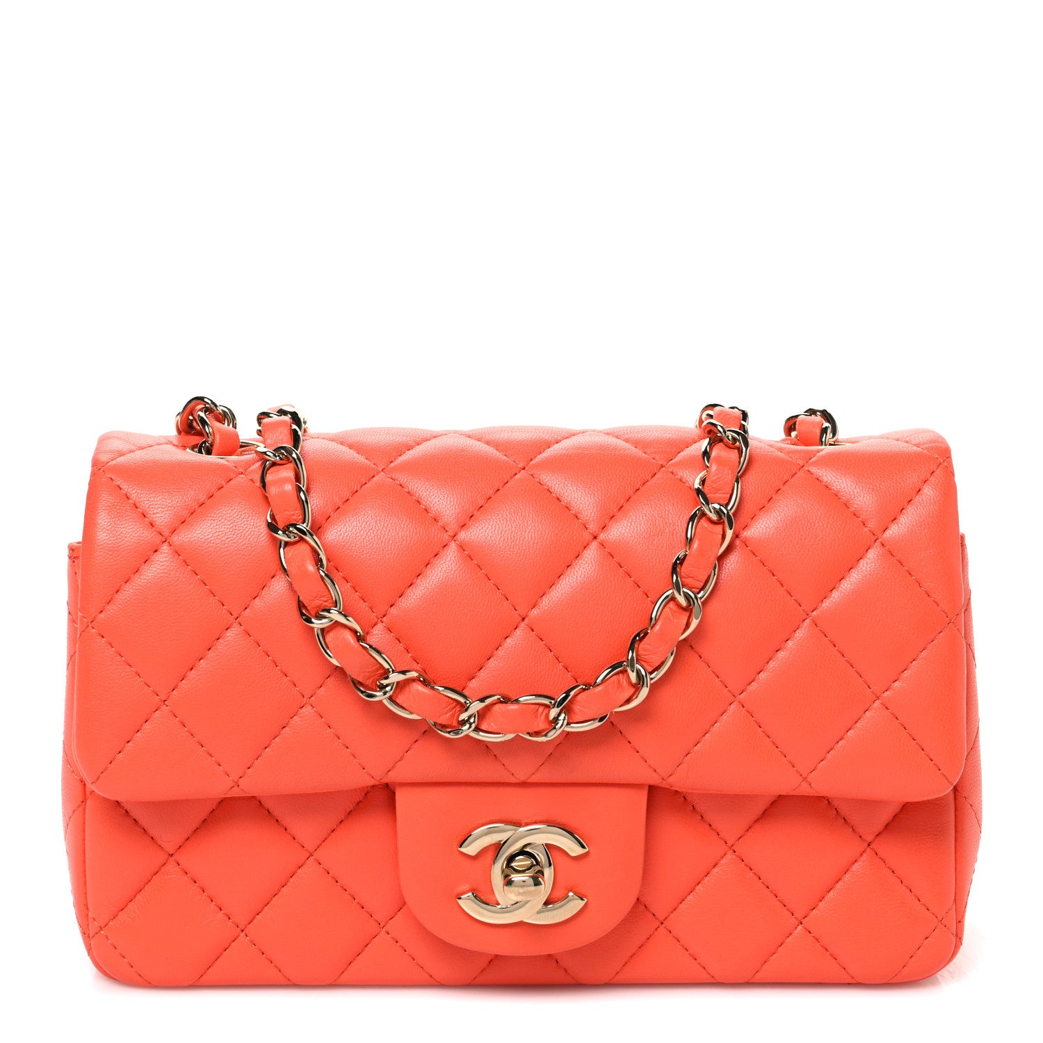 Chanel Lambskin Quilted Mini Rectangular Flap Orange 1 of 10