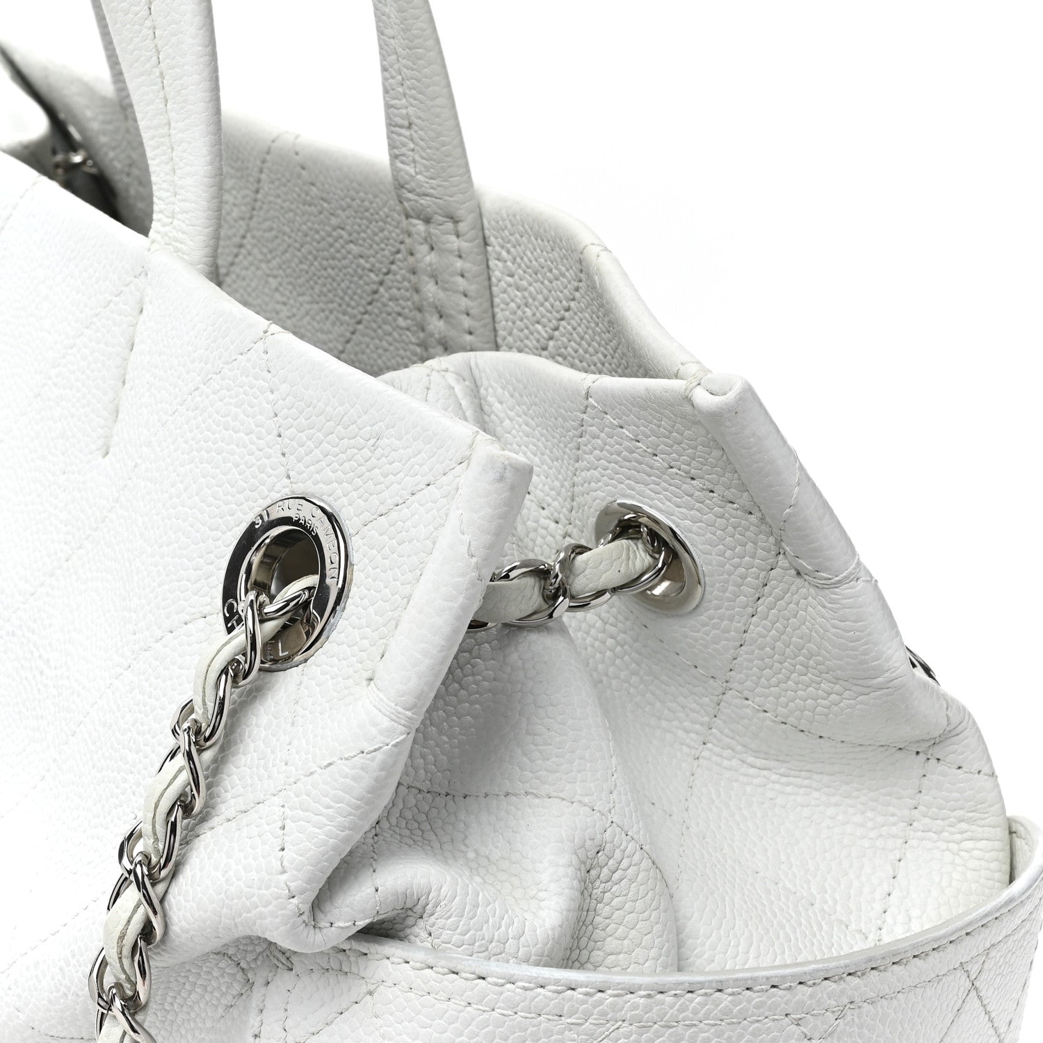Chanel Grained Calfskin CC Pocket Tote White 11 of 17