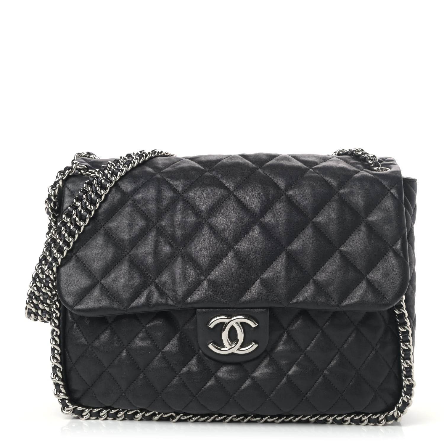 Chanel Washed Lambskin Quilted Maxi Chain Around Flap Black 1 of 4