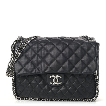 Chanel Washed Lambskin Quilted Maxi Chain Around Flap Black 1 of 4