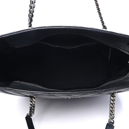Saint Laurent Sheepskin Matelasse Chevron Large Monogram Shopping Bag Black 4 of 5