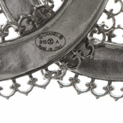 Chanel Large Scalloped CC Brooch Silver 4 of 4