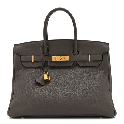 Hermes Taurillon Clemence Birkin 35 Etain 1 of 10