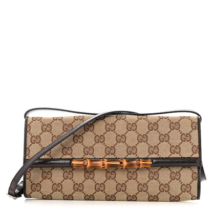 Gucci Monogram Bamboo Bar Clutch Dark Brown 1 of 12
