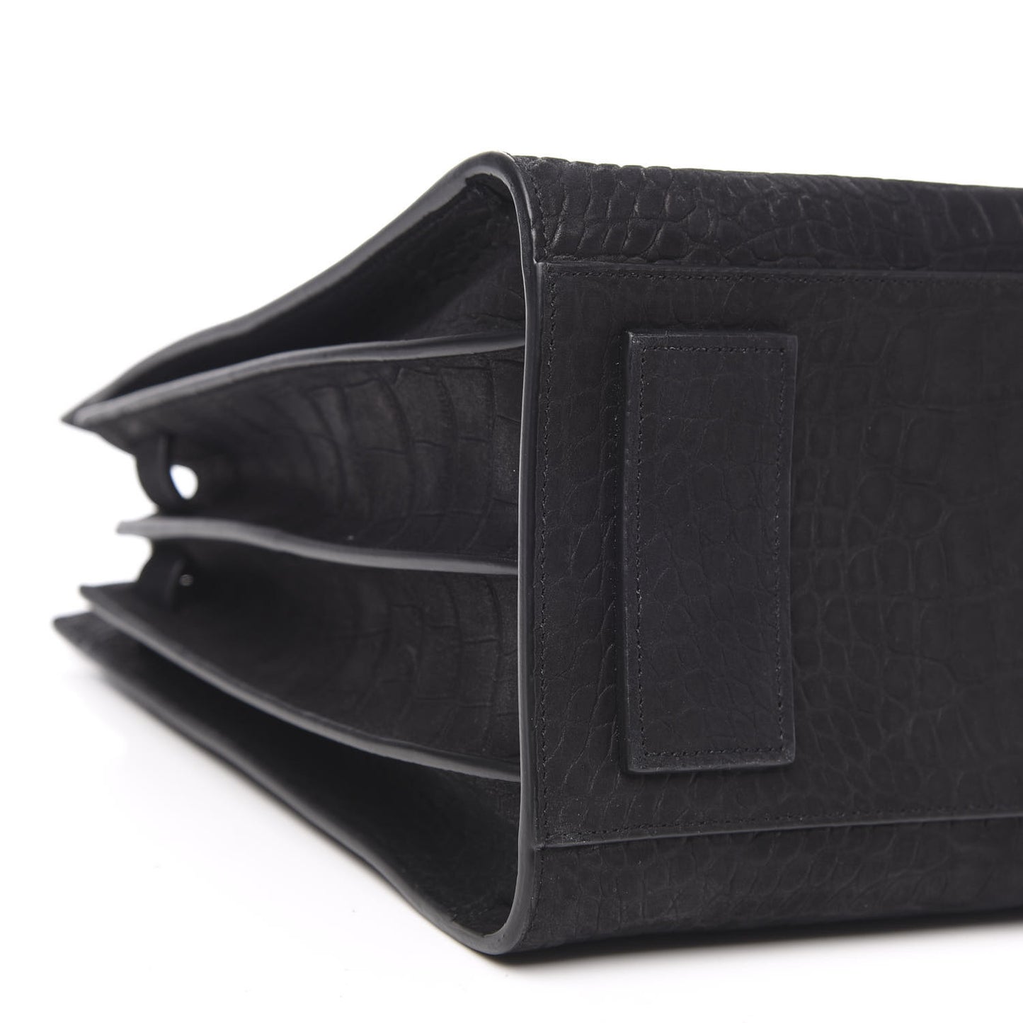 Crocodile Embossed Suede Small Supple Sac de Jour Black