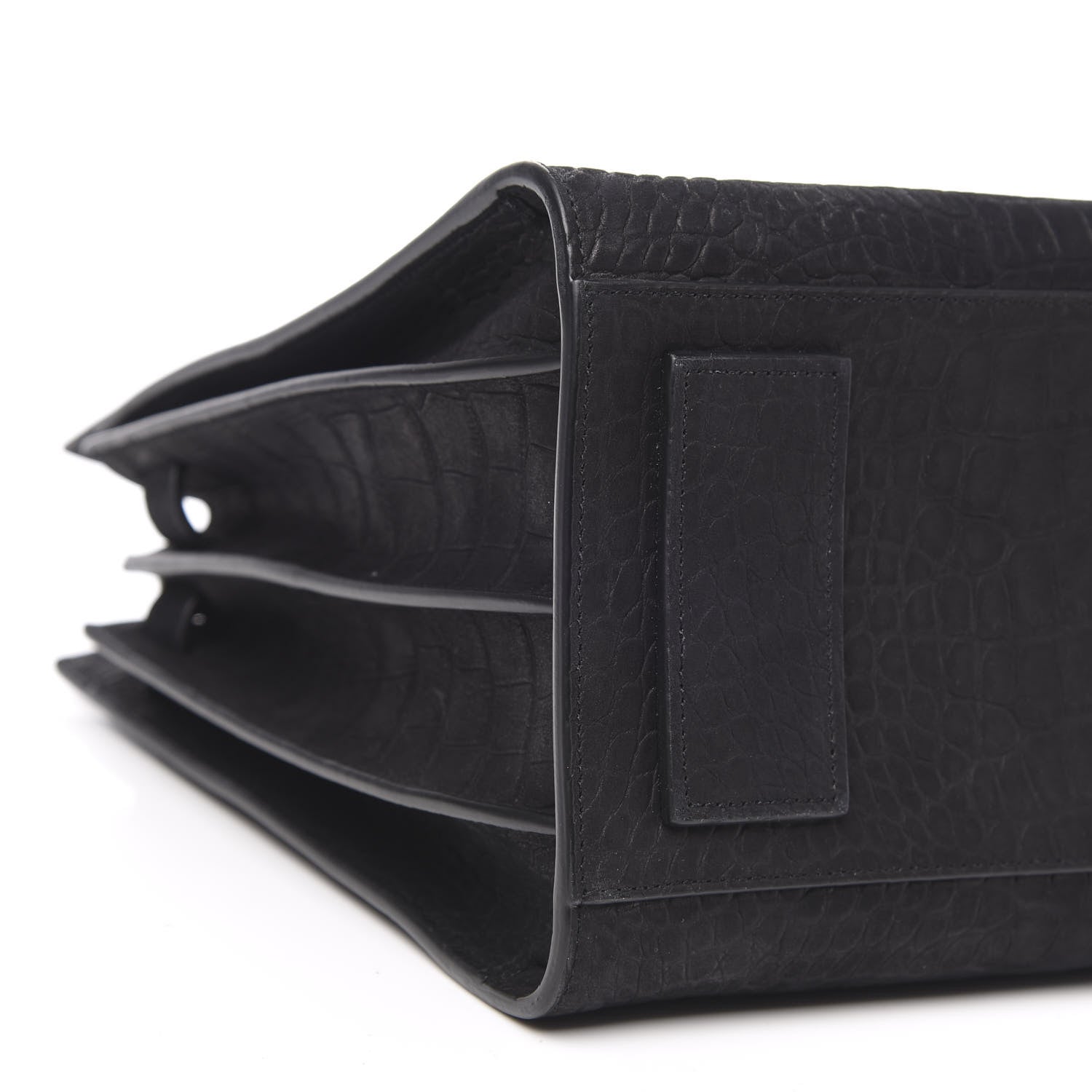 Saint Laurent Crocodile Embossed Suede Small Supple Sac de Jour Black 7 of 8