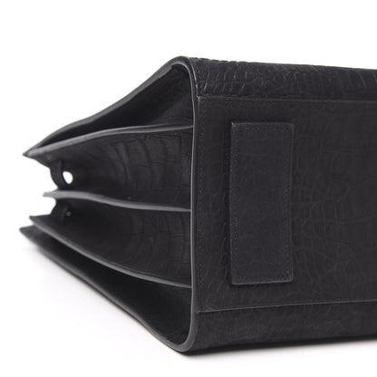 Saint Laurent Crocodile Embossed Suede Small Supple Sac de Jour Black 7 of 8