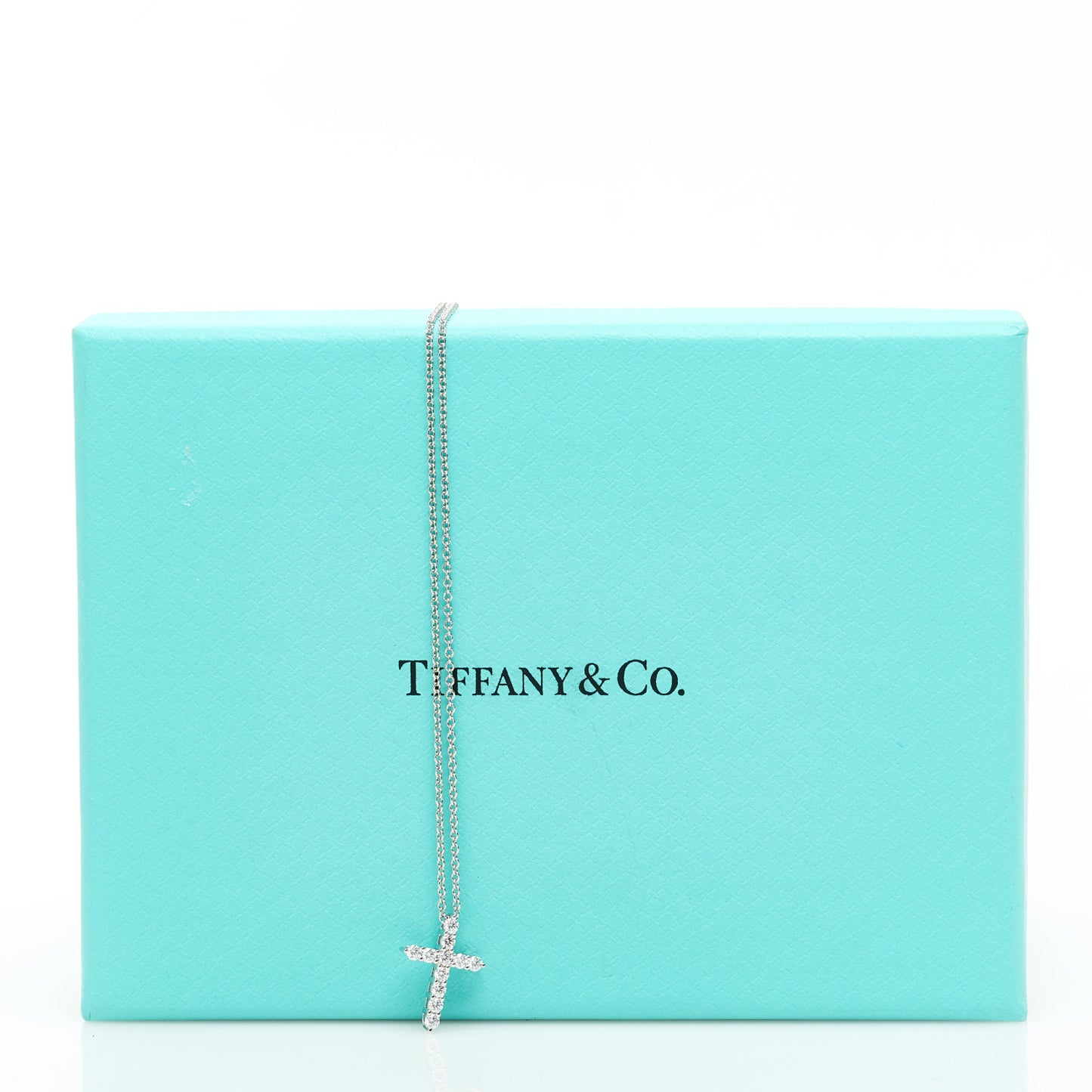 Platinum Diamond Mini Cross Pendant Necklace