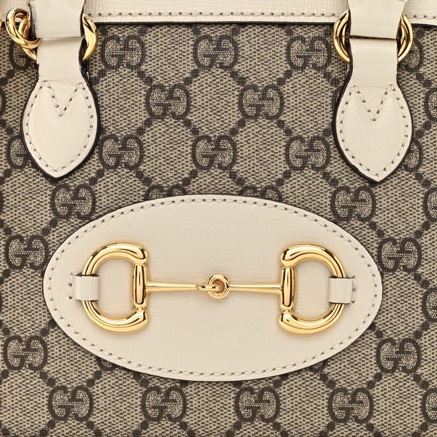 Gucci GG Supreme Monogram Azalea Calfskin Mini Horsebit 1955 Top Handle Bag Beige Ebony Mystic White 8 of 12