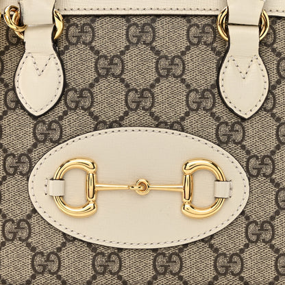 Gucci GG Supreme Monogram Azalea Calfskin Mini Horsebit 1955 Top Handle Bag Beige Ebony Mystic White 8 of 12
