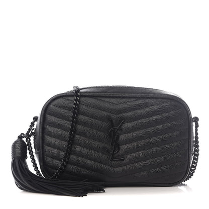 Saint Laurent Grain De Poudre Matelasse Monogram Mini Lou Camera Bag Black 1 of 9