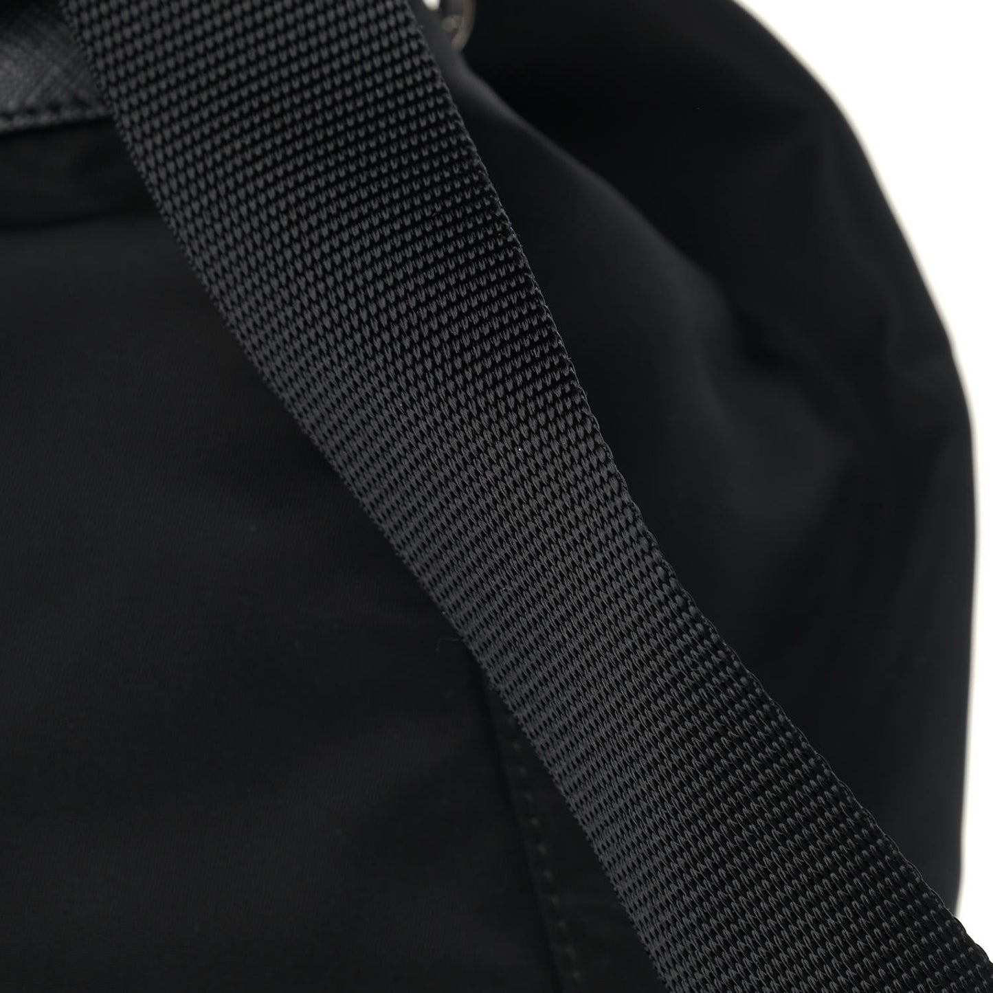 Nylon Vela Saffiano Medium Cinch Backpack Black
