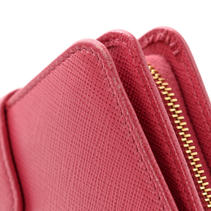 Prada Saffiano Metal Compact Wallet Peonia 10 of 13