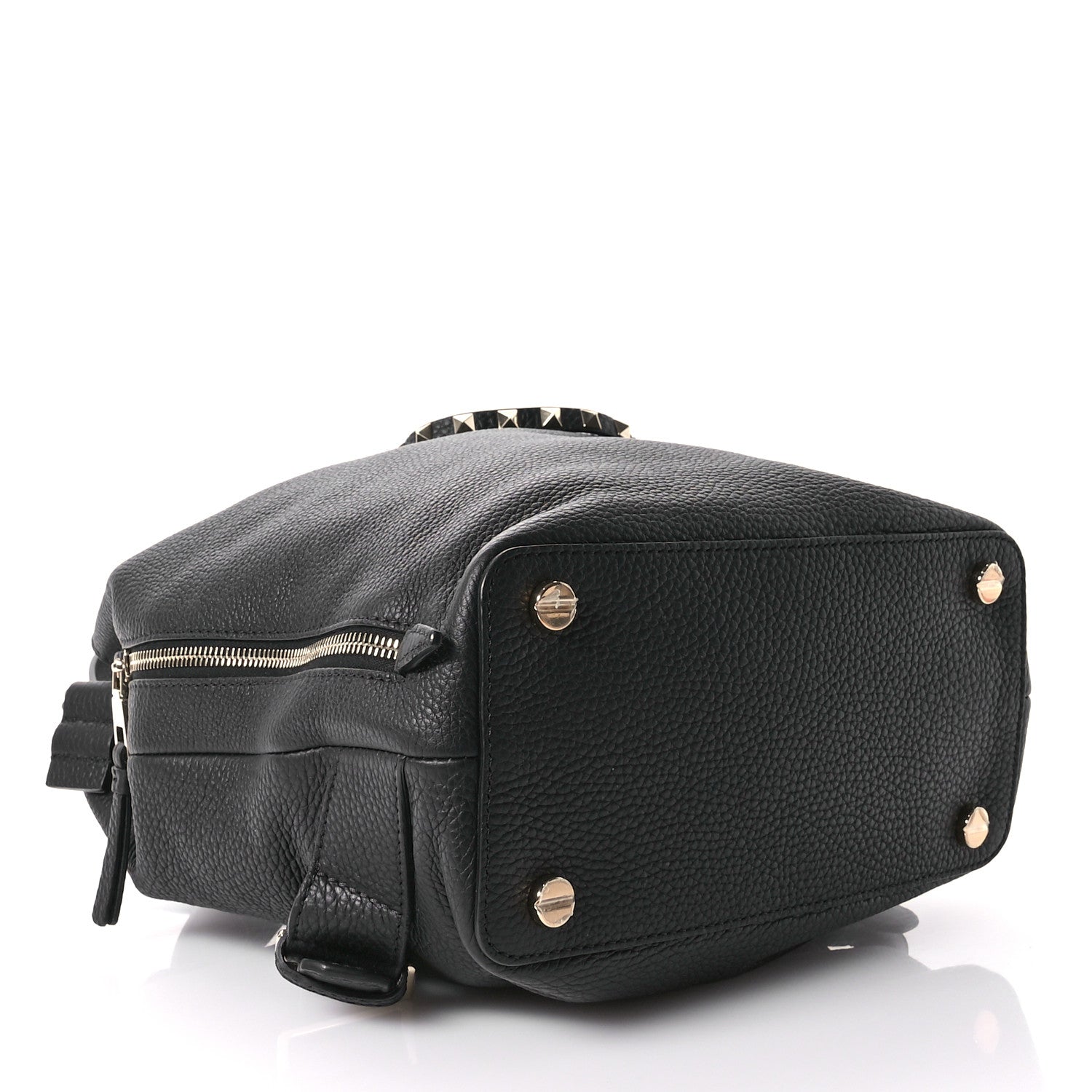 Valentino Garavani Pebbled Calfskin Rockstud Drawstring Backpack Black 4 of 11