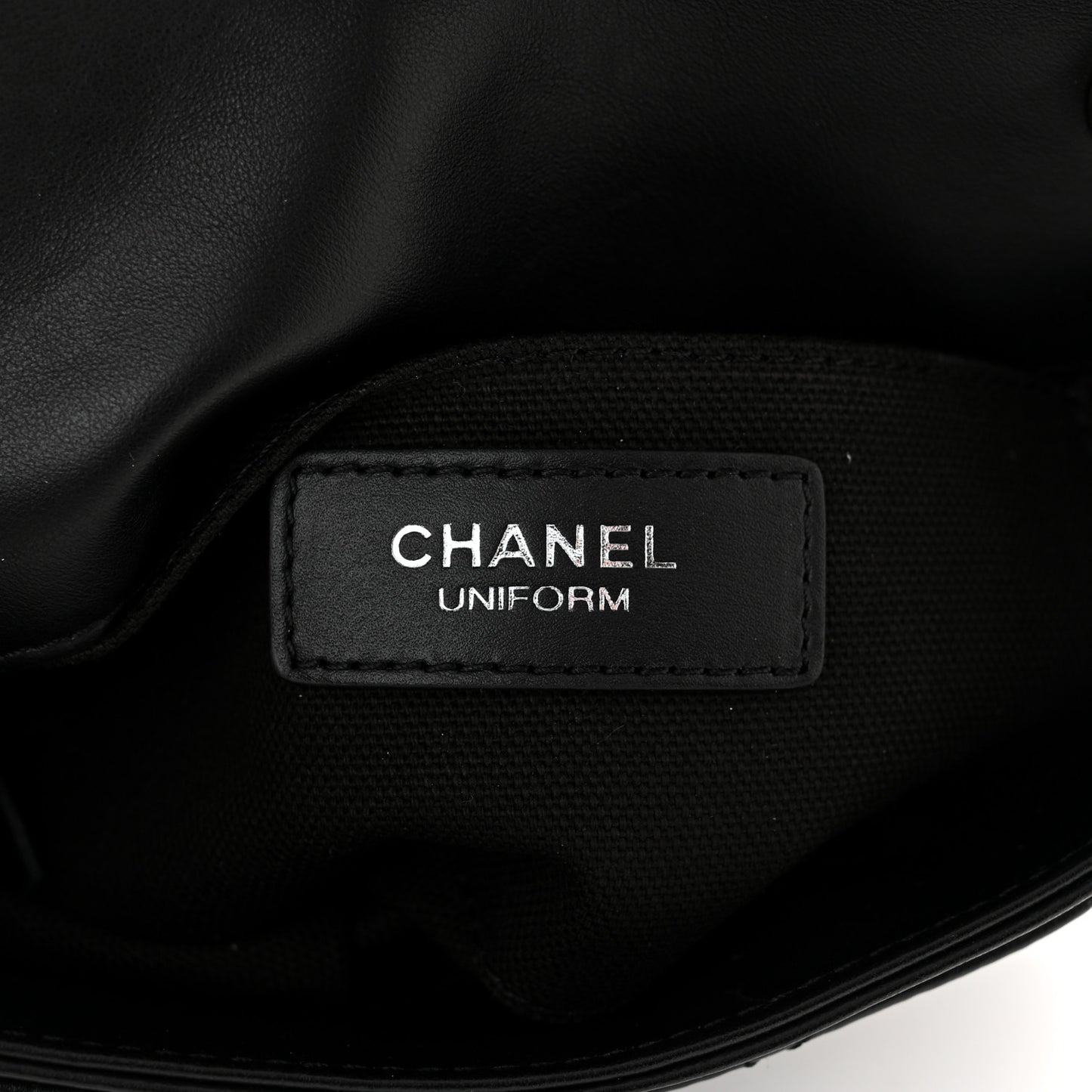 Calfskin Quilted CC Uniform Flap Belt Bag Black