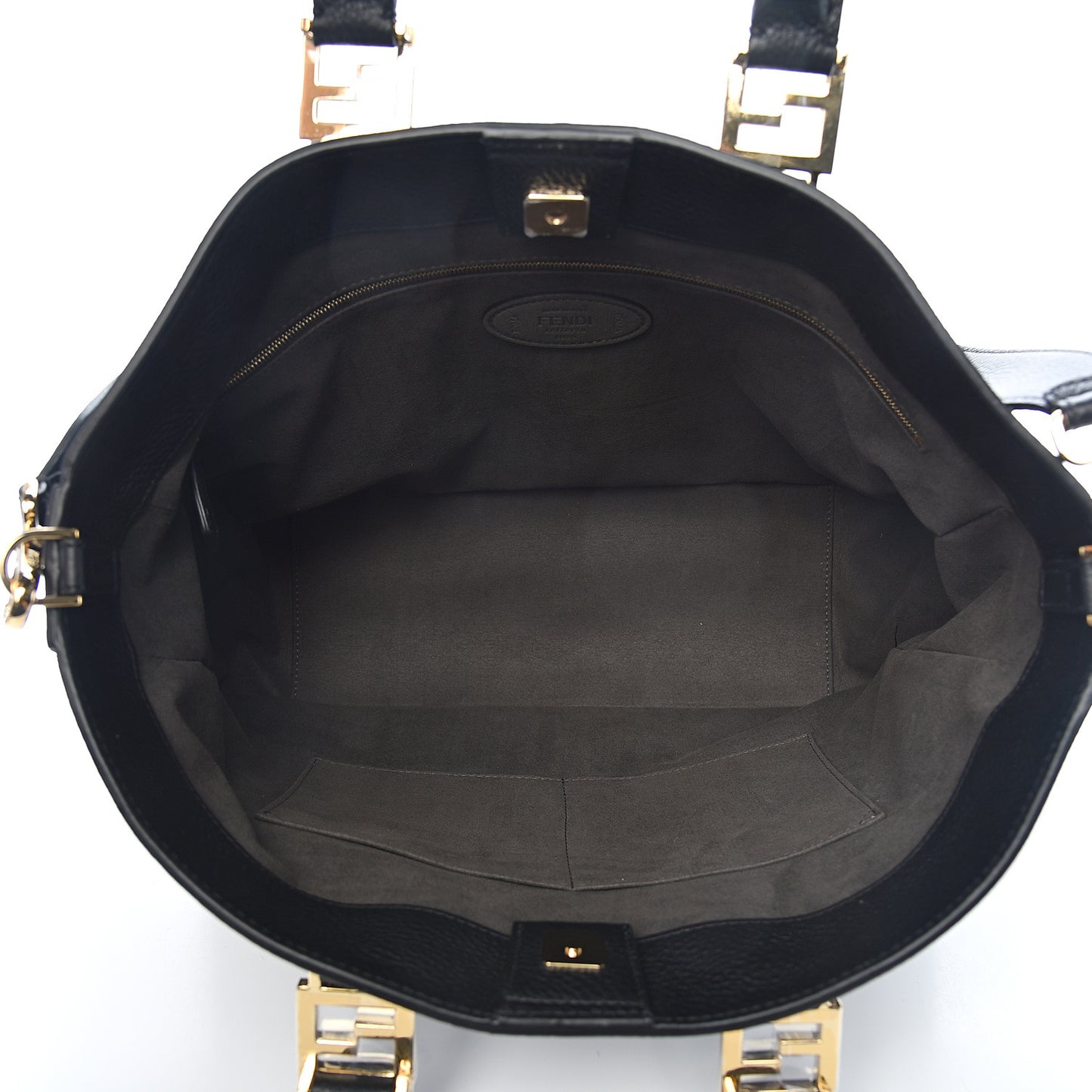 Cuoio Romano Selleria Medium FF Tote Black